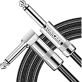 SONICAKE Guitar Cable 10ft Amp Cord for Guitar Bass Electric Guitar Instrument Electric Mandolin Amplifier Audio 1/4 Right Angle to Straight Black (Black 3m ST-RA)