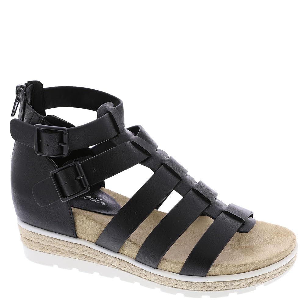 Easy Street Women’s Simone Wedge Sandal, Black, 10 X-Wide