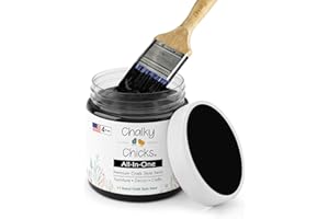 Chalky Chicks All-in-One Chalk Paint for Furniture or Cabinet - 4 Fl Oz - Matte Finish Starless Night Black for Metal, Wood Furniture Paint - No Sanding All-in-One for Home Decor & Crafts, USA Made