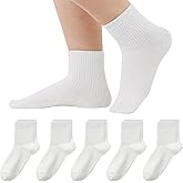 JOYZOO Women's Casual Thin Crew Socks (5-Pairs) - 95% Cotton Comfort Non-Binding Fit Everyday, Above Ankle Socks for Women