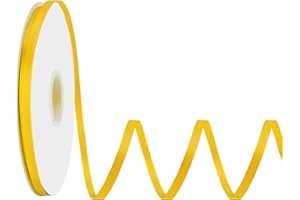 Loomjoyz Double Face Yellow Satin Ribbon 1/4 inch 100 yard Thin Satin Ribbon Craft Fabric Ribbon for Gift Wrapping Bouquet We