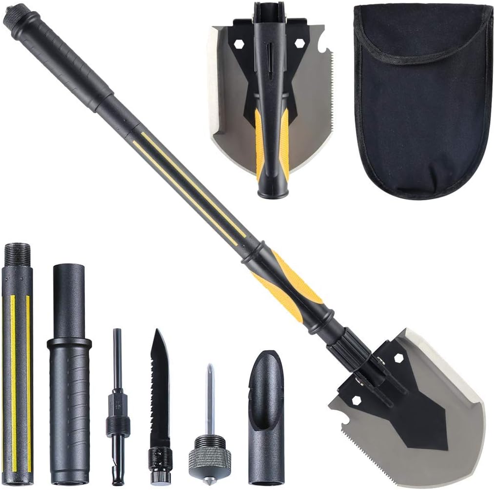 Lepfun FS017 Multi-Function Folding Shovel with Saw, Rod and Knife for Digging, Camping and Snow-Removing