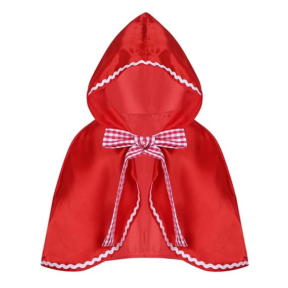 Tiaobug Rotkäppchen Umhang mit Kapuze Kinder Mädchen Cape Poncho Mantel Fasching Karneval Halloween Party Cosplay Kostüm Rot 