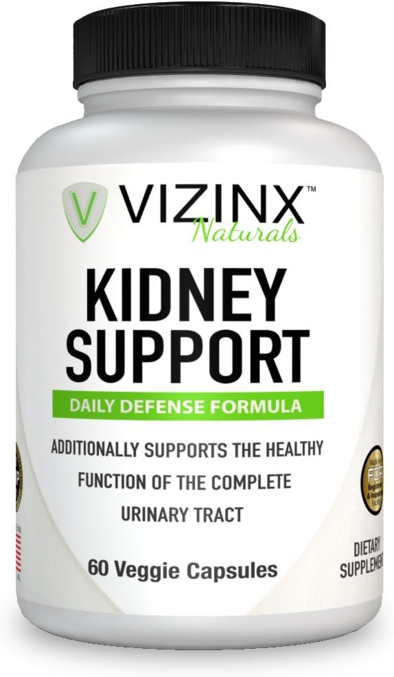 VIZINX Kidney Support 60 Caps- Daily Defense Formula for The Complete Urinary Tract Contains VITACRAN Cranberry Extract, Astragalus, Buchu Leaf, Goldenrod Herb, Uva Ursi Stinging Nettles and More