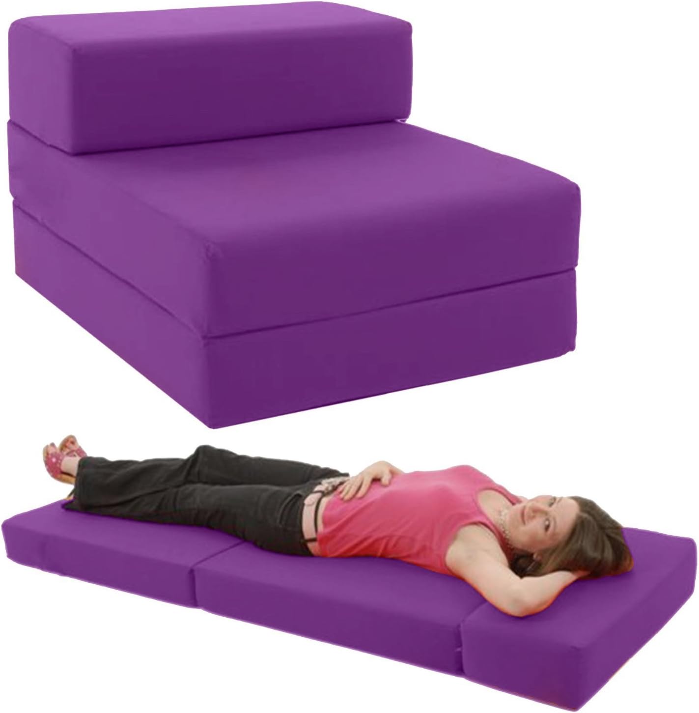 Gilda ® STANDARD CHAIRBED PURPLE COTTON Single Chair Bed 100 Cotton