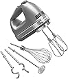 KitchenAid KHM926CU 9-Speed Digital Hand Mixer with Turbo Beater II Accessories and Pro Whisk - Contour Silver (Renewed)