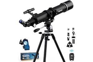 90mm Aperture Telescope 800mm Focal Length Refractor Telescope for Beginners & Advanced Users, Professional Astronomy Telesco