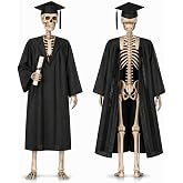 2 Pcs Graduation Outfit for 12 Ft Skeleton Gown and Cap Accessories | Thick Academic Gown and Graduation Cap. Sized for a 12 Foot Giant Skeleton. Scholarly Yard Display for Graduation Season.