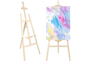 Beipoo Wooden Painting Easel, Adjustable Stand for Canvas Wedding Signs, Holds up to 46" Art Folding Stand Easel for Adults A