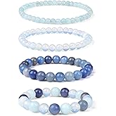 Vinswet 4pcs Beaded Bracelets for Women,Natural Healing Crystal Gemstones Bracelet,Anxiety Stress Relief Bracelet Handmade purple Jewelry Gifts for Women
