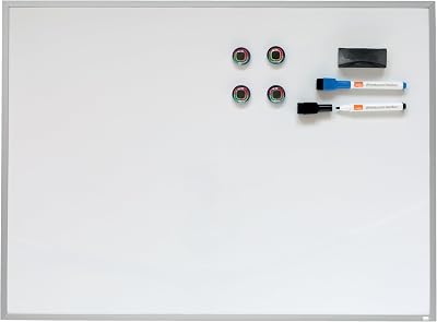 Nobo Small Magnetic Whiteboard Aluminium Frame 585 x 430 mm with Pens