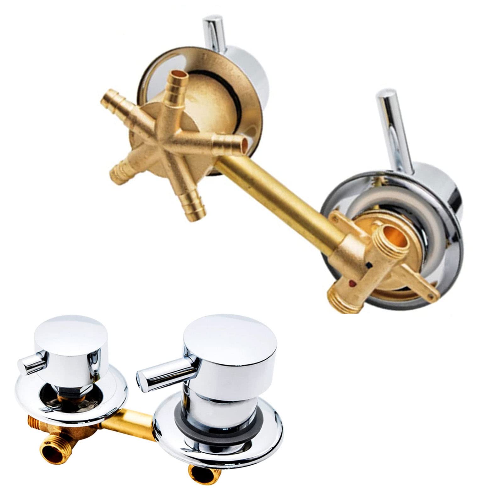 2/3/4/5 Way Water Outlet Thread/Intubation, Distance 10 cm/12.5 cm Brass Mixer Tap Bathroom Polished Shower Tap Cabin Double Support 5 Way 10 cm