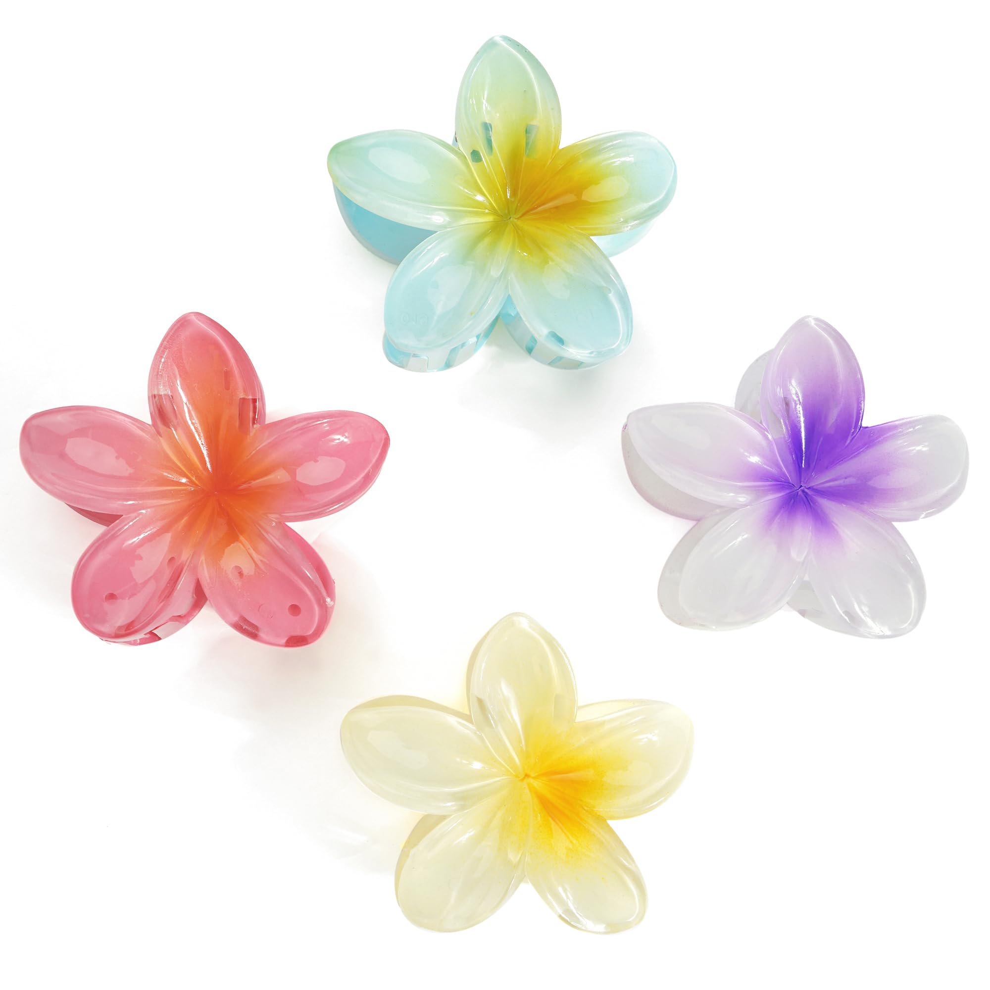 JOYOYO 4 Pcs Flower Hair Clips Medium Size Hair Claw Clips for Women Girls, Hair Grips Women Hair Clips Bright Color Flower Clips 3 Inch — image 1