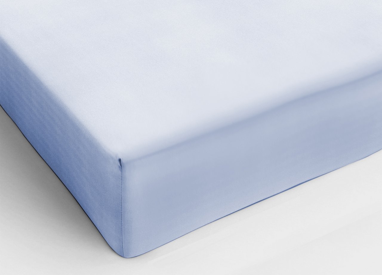 BIANCHERIAWEB Single Fitted Sheet, Cotton Flannel Blue Fitted Sheet, 100% Made in Italy, Suitable for Single Bed 90 x 200 cm, Machine Washable