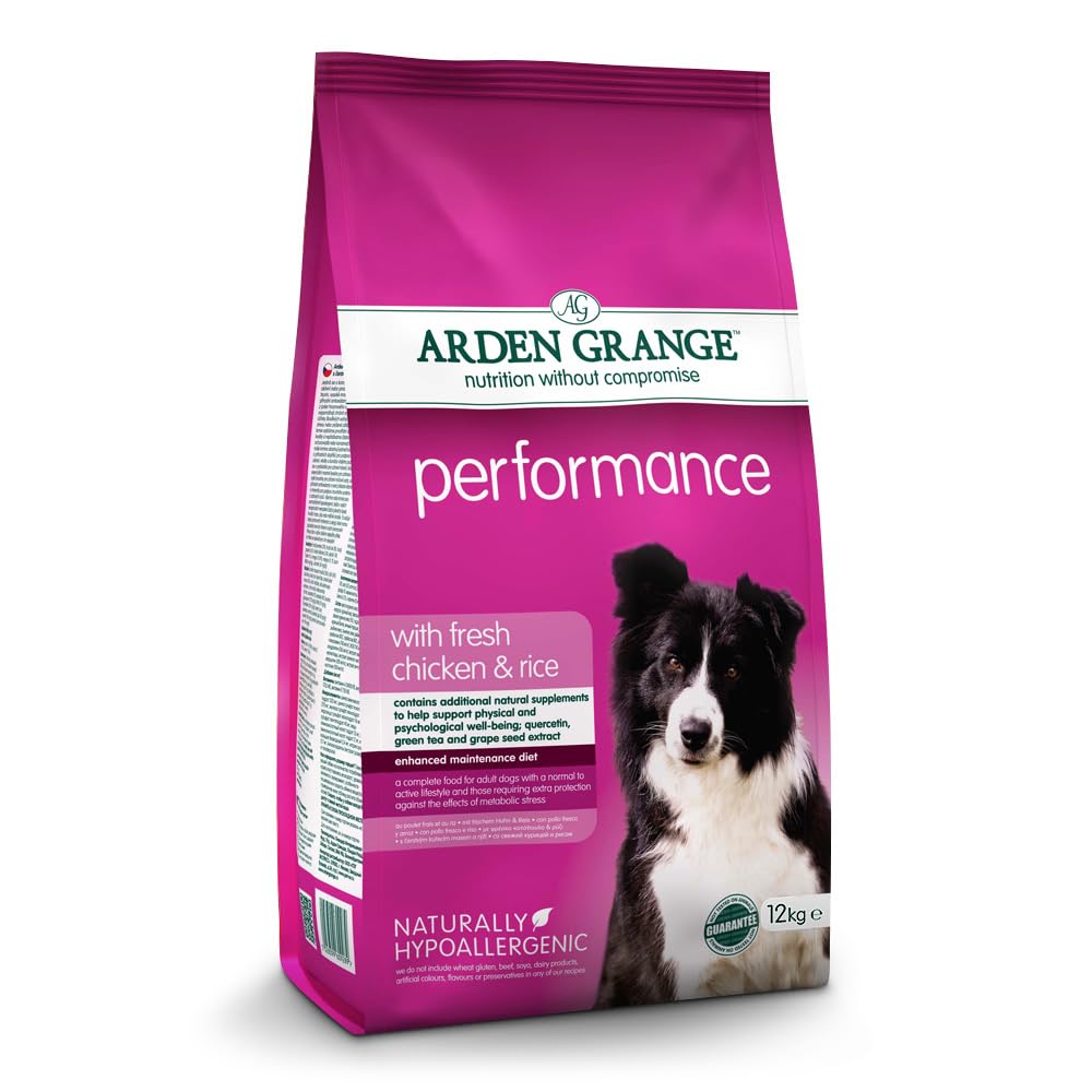Arden Grange Adult Performance Dry Dog Food with Fresh Chicken and Rice, 12 kg