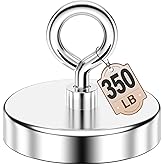 FINDMAG 350 LBS Fishing Magnet, 2 Inch Strong Neodymium Magnet | Rare Earth Magnet with Countersunk Eye Bolt, Heavy-Duty Lifting and Metal Retrieval Magnet for River, Lake, Garage &amp; Workshop