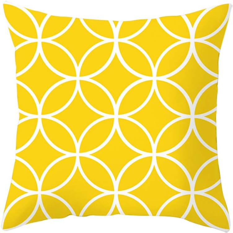 JCarry Decorative Yellow Throw Pillow Covers 18x18, Polyester Outdoor Soft Cushion Cover Square Pillowcase for Car Sofa Bed Birthday Party Home Decoration Gift,45x45cm (K)