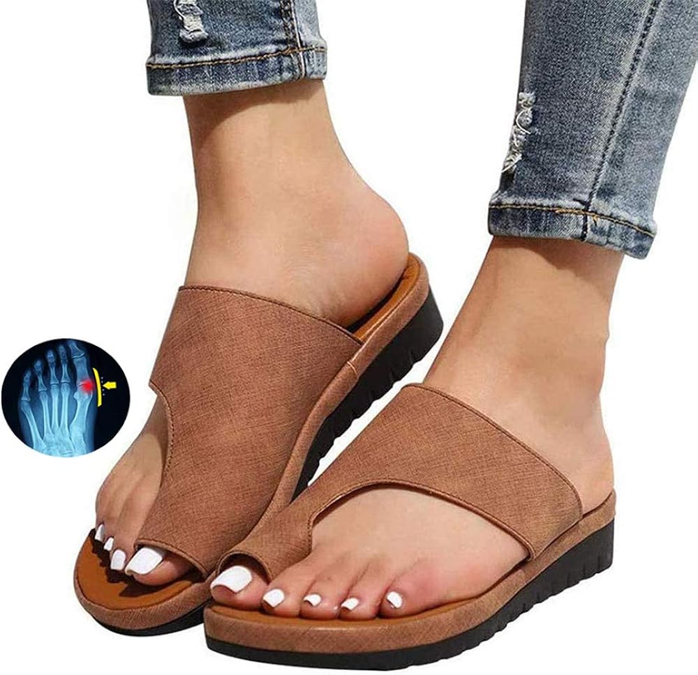 Sandalen Wo Man Die Zehen Nicht Sieht Plattform Sandalen Schuhe Bunion OrthopäDische Zehentrenner PU-Leder