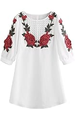Women Dress,Haoricu Women Mexican Ethnic Embroidered Blouse Boho Mini Dress
