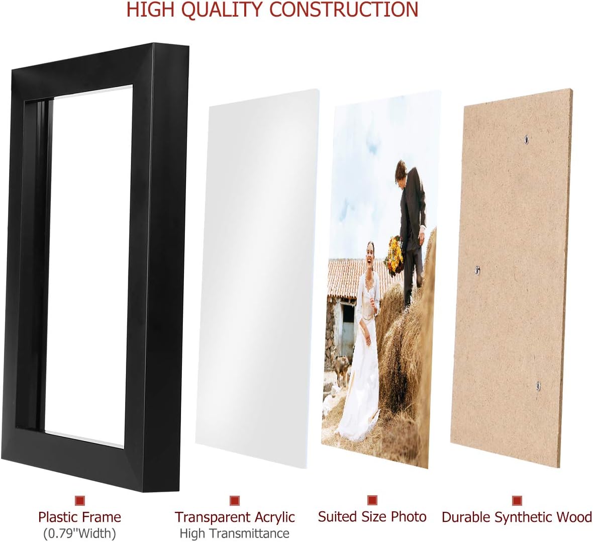 Homemaxs 12 Pcs Picture Frames, Picture Frames Set, Picture Frame Collage, Gallery Wall Frame Set, Photo Frames for Tabletop and Home Decor, One 8x10 in, Four 5x7 in, Five 4x6 in, Two 6x8 in, Black -