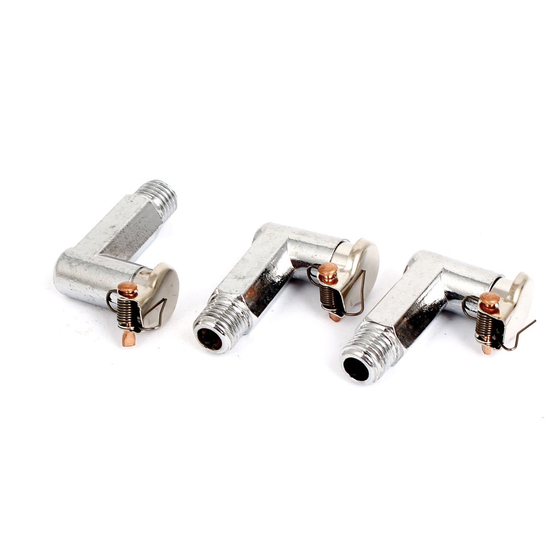 Sourcingmap L Type 8mm Male Thread Spring Cap Oil Grease Cup 3Pcs Silver Tone