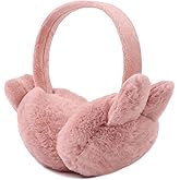 Peecabe Winter Kids Earmuffs Warm Girl Ear Muffs For Toddler Kid Children Earmuff with Cat Ears Girls Ear Warmer (Skin Pink Bunny)