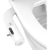 Bidet Attachment for Toilet, Non-Electric Cold Water Bidet with Pressure Controls, Dual Nozzles for Frontal & Rear Wash, Retractable Self-Cleaning White