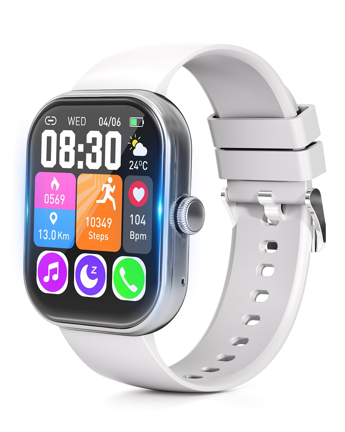 VANBOKEE Smart Watch (Breaking Operation Time! Smart Watch, Activity Meter, Wristwatch, iPhone Compatible, Android Compatible, Bluetooth 6.0, 2.01 Inch Large Screen, Call Function, Message Notifications, IP68