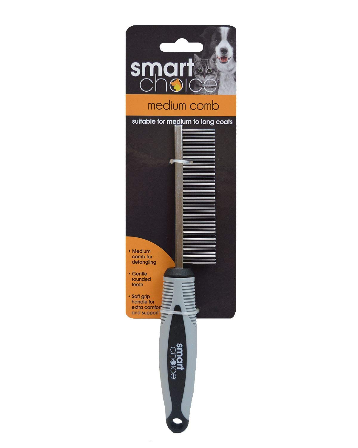 Smart Choice Medium Grooming Comb, Grey/Black, 0.0719 kg