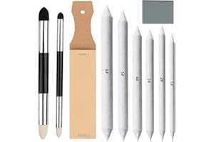 N NOROCME 10 PCS Blending Stumps, Blending Sponge Pens and Sandpaper Pencil Sharpener,Washable & Reusable,Kneaded Eraser,Tort