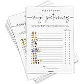 Baby Shower Games, Baby Shower Emoji Pictionary Game for Boy or Girl, Gender Neutral, 50 Cards, Minimalist