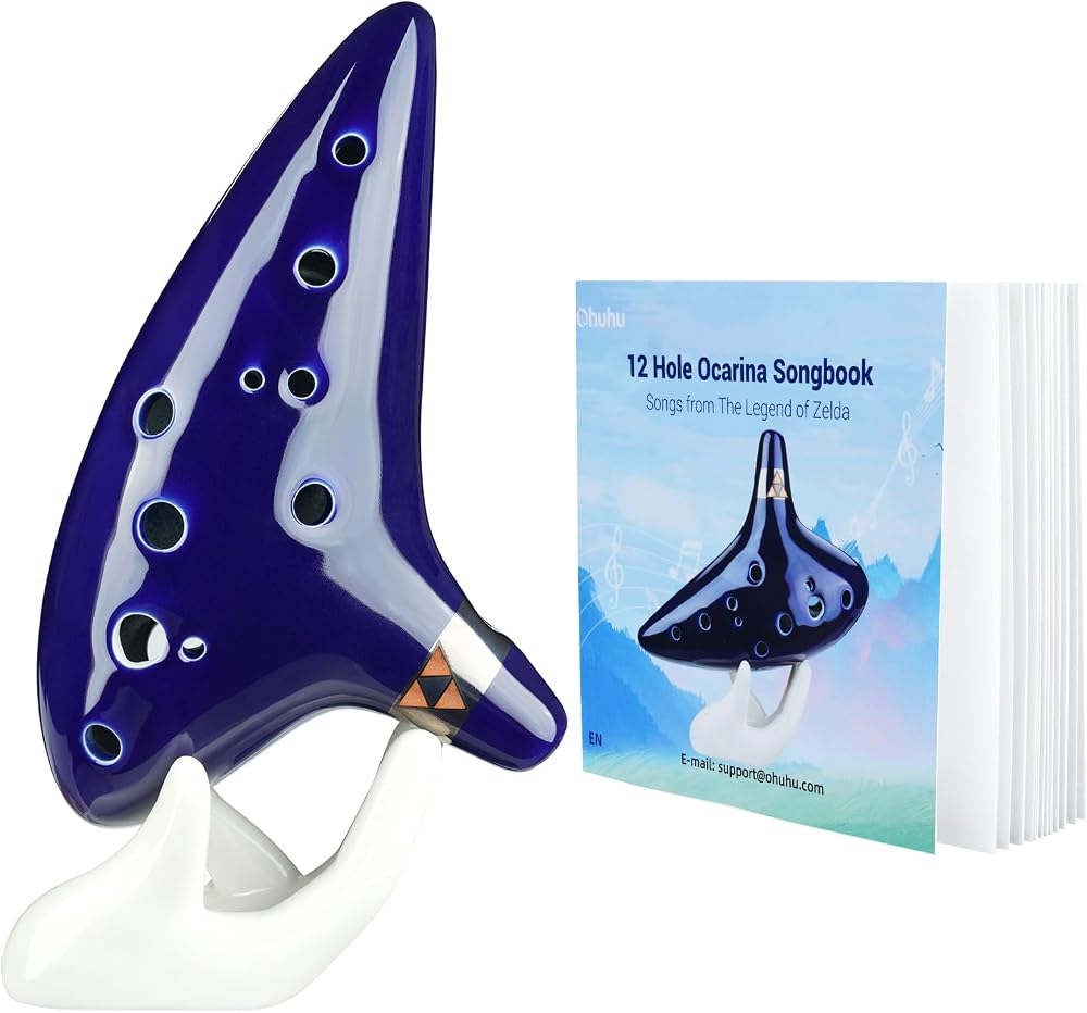 Ohuhu Zelda Ocarina 12-Hole Alto C with Song Book Display Stand Bag