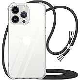 YESPURE Crossbody Case for iPhone 13 Pro Clear TPU Soft Cover Holder Neck Cord Lanyard Strap Shockproof Protective Mobile Cover Case for iPhone 13 Pro - Black