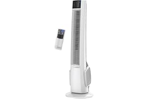 Lasko Oscillating Tower Fan with Remote Control - Tower Fan for Bedroom & Office, 4 Quiet Speeds, 38" White, T38400