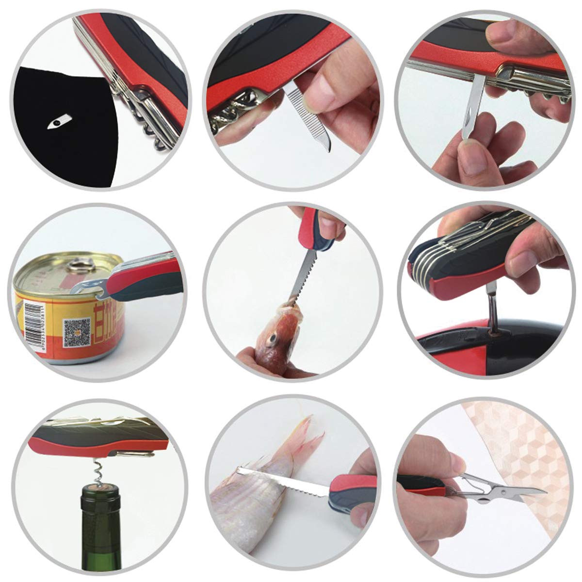 Morpilot Couteau Suisse, Couteau Multifonction Morpilot 15 en 1 et Boutefeu 5 en 1, Swiss Couteau Flint avec Tournevis, Ciseaux, Scie, Boussole