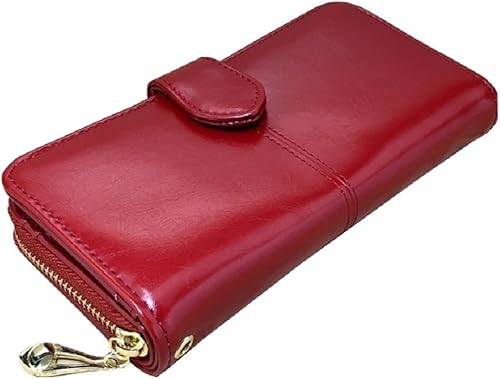 Amazon ノーブランド 高級長財布 しっとりしたレザー レディース レッド ノーブランド品 財布