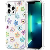MOSNOVO Case for iPhone 13 Pro Max, [Buffertech 6.6ft Military-Grade Drop Protection] [Anti Peel Off Tech] Clear TPU Bumper Phone Case Cover Design - Groovy Flower