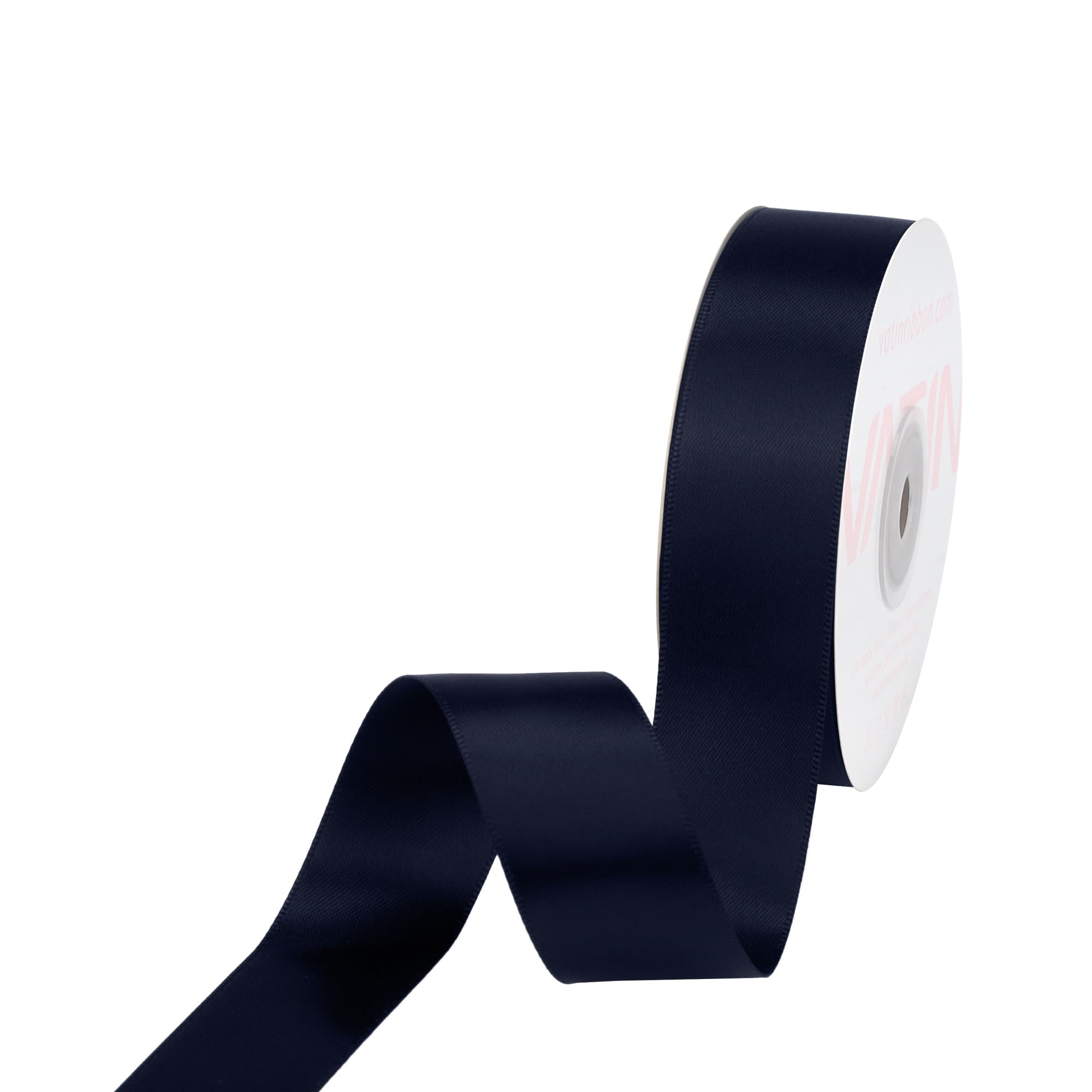 VATIN 25mm Double Faced Polyester Satin Ribbon Deep Navy Blue - 23 Metre/Spool, Perfect for Wedding, Wreath, Baby Shower,Packing and Other Projects.