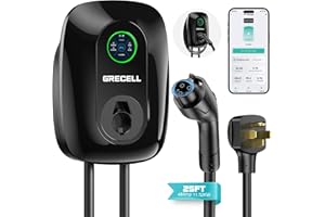 GRECELL Level 2 EV Wall Charger, ETL Certified 48A 11KW 240V J1772 Charger Bluetooth & WiFi Enabled, Electric Car Fast Wall Charging Station, Electric Car Charger with 25FT Cable and NEMA 14-50 Plug