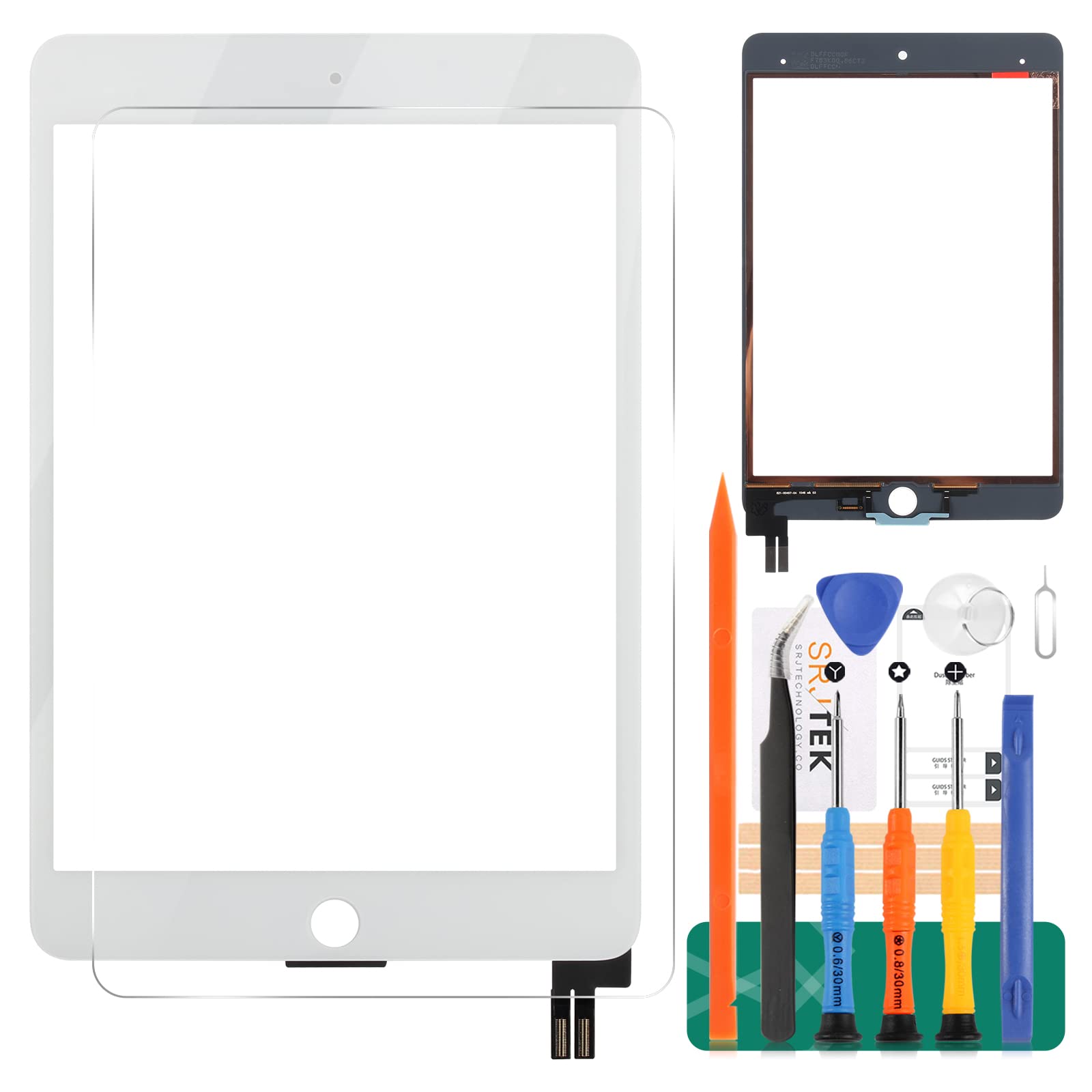 For IPad Mini 5 7.9 Screen Replacement 2019 A2126 A2124 Touch Screen Digitizer Glass Panel Matrix Repair Parts Kit (White Original,No lcd included)
