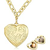 TUGHRA Mother's Day Gifts Gold Locket Necklaces for Women, 925 Sterling Silver Heart Photo Lockets Memorial Keepsake Jewelry Gift for Mom, Wife, Daughter