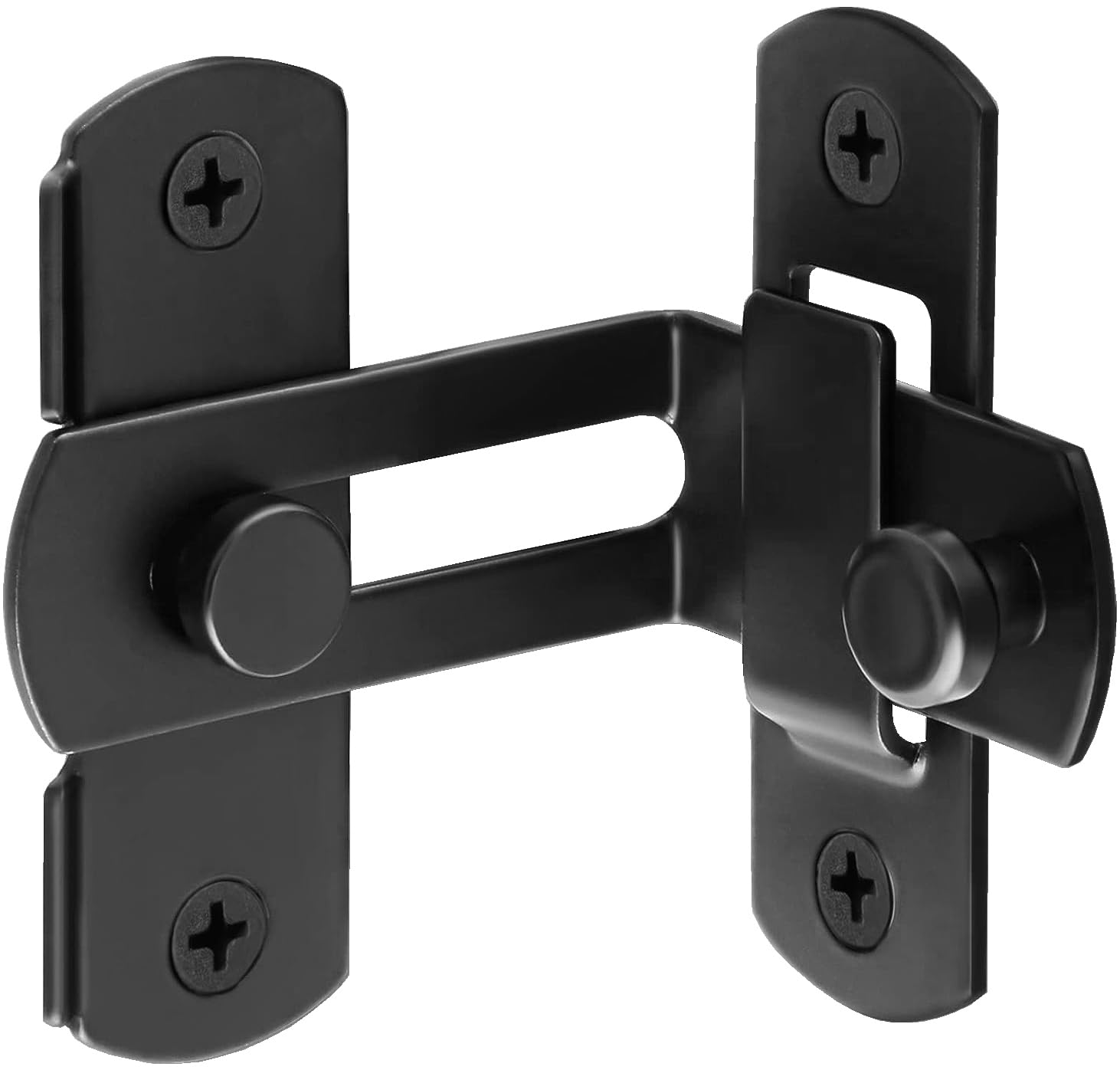 ZiYuya 90 Degree Right Angle Gate Latch Door Bolt, Stainless Steel Flip Sliding Barn Door Lock Bolt Latch Buckle for Garden Bathroom Outdoor Garage Window Sliding Door Black 4 inch