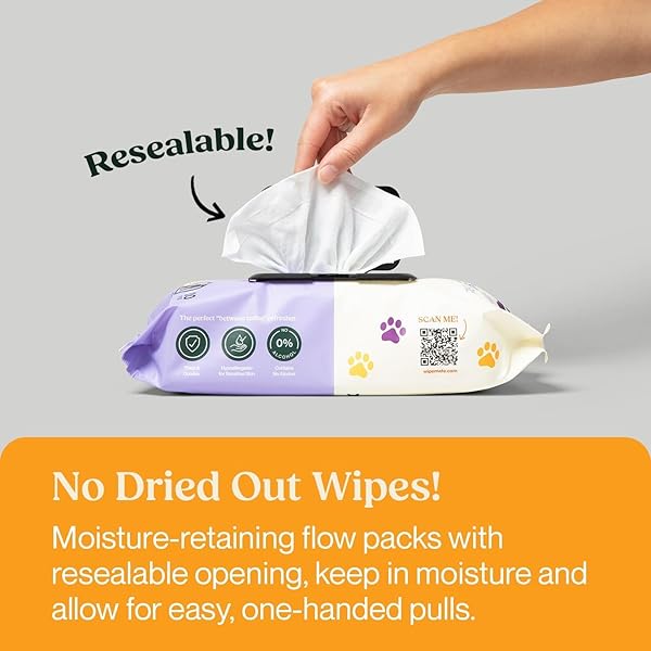 WIPEMATE 400CT LAVENDER EXTRA LARGE PET WIPES FOR MEDIUM TO LARGE DOGS & CATS, NO-RINSE SOLUTION, HYPOALLERGENIC WIPE GENTLE DEODORIZING – WIPES FOR CLEANS PAWS EARS FUR BUTT & ANAL GLANDS