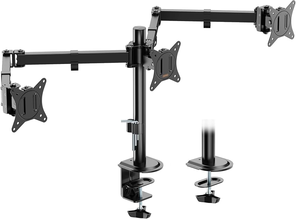 VonHaus Triple Monitor Stand 17-27 inch 75x75 100x100 VESA Clamp