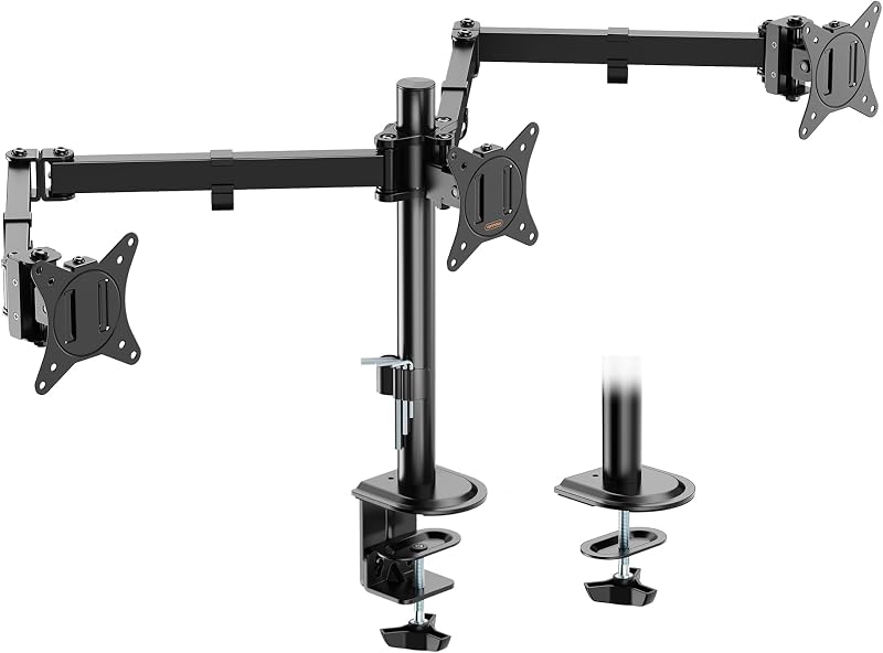 VonHaus Triple Monitor Stand 17-27 inch 75x75 100x100 VESA Clamp