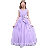 IBTOM CASTLE Flower Girl Dress Sequin Tulle A Line Maxi Dresses Bow Princess Birthday Party Pageant Formal Wedding Ball Gown