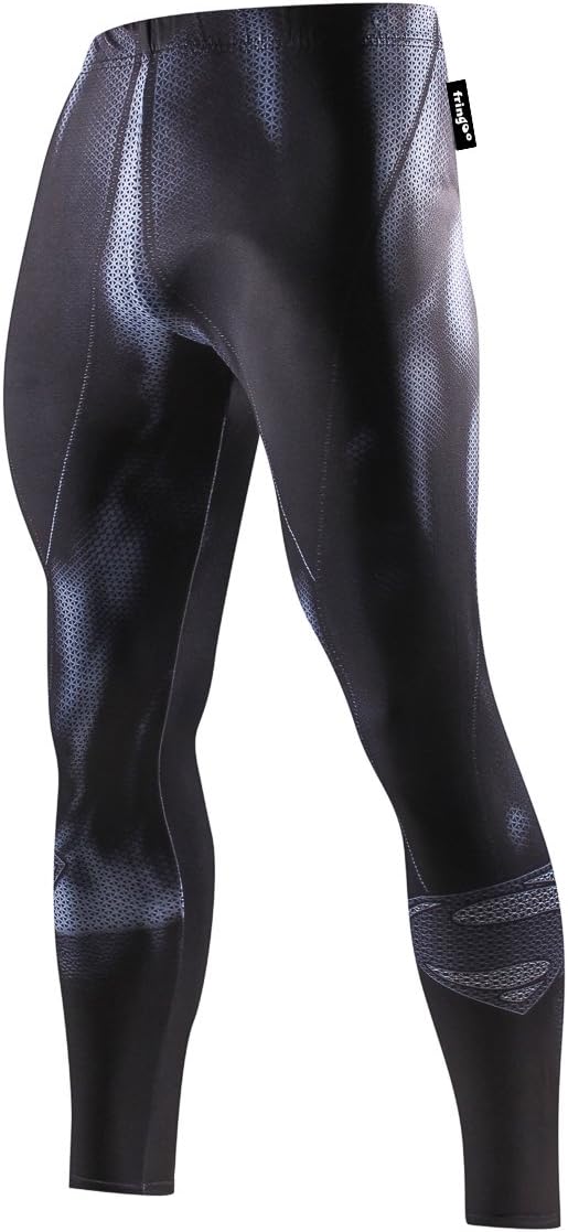 Mens Compression Superhero Tights Pro Base Layer Leggings Gym Long Running Thermal Workout Spider Superman Bat