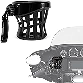 PSLER Motorcycle Drink Cup Holder Perch Mount for Touring Goldwing Black | 85mm Diameter, Anti-vibration Rubber Lining, for Dyna Fat Bob Road Street Electra Glide Softail 1996-up Goldwing GL1800 18-up