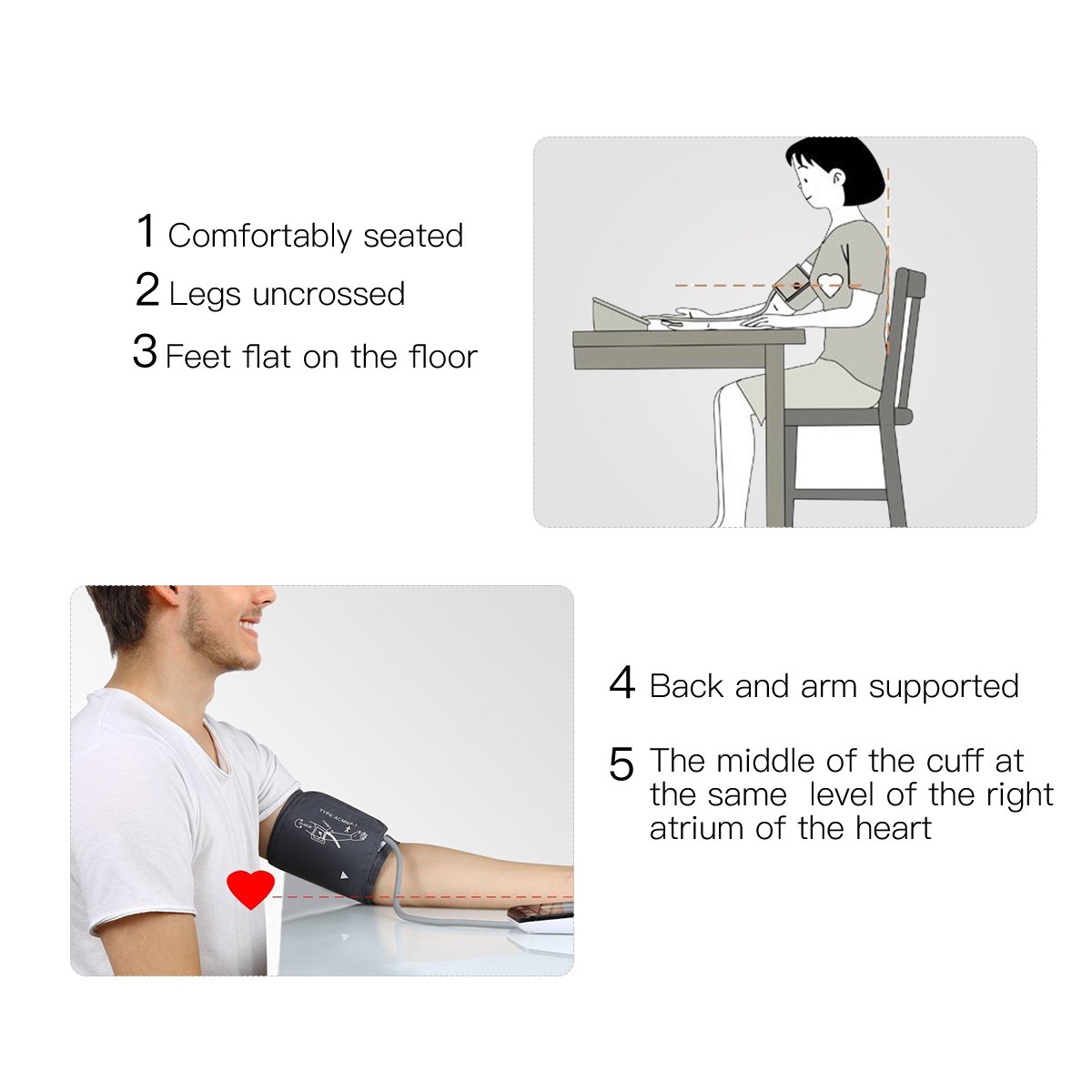 COULAX Digital Blood Pressure Monitor with WHO Indicator and Large LCD Screen for 2 Users Automatic Electronic Monitor with Adjustable Size Fits All Cuff,measuring for Blood Pressure and Heartbeats