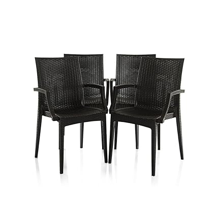 Varmora Designer Chair Set of 4 (Club Handle - Black)